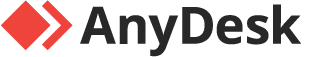 Il logo di AnyDesk, nero e rosso.